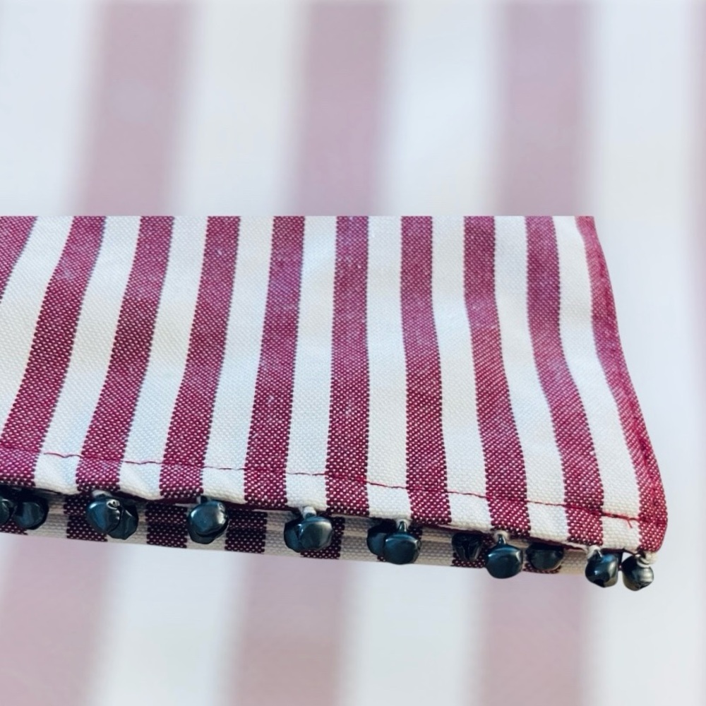 NWT Robert Stanley Farmhouse Table Runner Beige Red 72” x14” Farmhouse W/ Bells - Picture 4 of 4